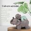Zen'Light Statue Buddha Bonze Schlafend auf Elefant - Zen-Atmosphäre in Ihrem heiligen Raum - wunderschöne glücksbringende Figur -H 9.5 cm, Braun & Grün