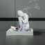 TERESA'S COLLECTIONS Buddha Figur für Zen Garten, 20cm Schlafender Buddha Gartenfigur aus Harz, Hellgrau Buddha Statue für Haus Büro Zen Garten, Wetterfest Frostsich