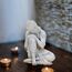TERESA'S COLLECTIONS Buddha Figur für Zen Garten, 20cm Schlafender Buddha Gartenfigur aus Harz, Hellgrau Buddha Statue für Haus Büro Zen Garten, Wetterfest Frostsich