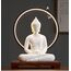 Houlu 30,5 cm Keramik-Buddha-Statue, sitzender Buddha, meditierende, sitzende Buddha-Figur für Zuhause, Büro, Gartendekoration, Innen- und Außenbereich, Weiß, 30,5 cm H x 22,9 cm L x 15,2 cm B