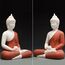 Houlu 30,5 cm Keramik-Buddha-Statue, sitzender Buddha, meditierend, sitzend, Buddha-Figur für Zuhause, Büro, Garten, Innen/Außen – Rot