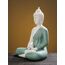 Qinlang 30,5 cm grüne Buddha-Statue für Heimdekoration, Keramik-Meditations-Buddha-Dekoration für Zuhause