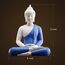 QINLANG 30,5 cm blaue Buddha-Statue für Heimdekoration, Keramik-Meditations-Buddha-Dekoration für Zuhause