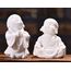 2 Stück BuddhaStatue Happy Laughing BuddhaFigur Niedlich Kleine Mönch Statuen Mini Maitreya Buddha Minimalistisch für Schreibtisch Ornament Home Decor Auto Armaturenbrett und Regal Dekorationen