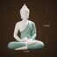Qinlang 30,5 cm grüne Buddha-Statue für Heimdekoration, Keramik-Meditations-Buddha-Dekoration für Zuhause