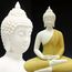 Houlu 30,5 cm Keramik-Buddha-Statue, sitzender Buddha, meditierend, sitzend, Buddha-Figur für Zuhause, Büro, Garten, Innen/Außen – Gelb