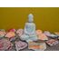 10,2 cm Buddha Statue Idol Dekofigur Poly-Marmor mit weißer Marmorierung - Premium Qualität Buddha Idol in Meditationsposition Attraktive & ruhige kleine Buddha Statue
