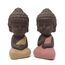 Honbay Niedliche kleine Keramik-Buddha-Statuen, Mönch-Figuren, Skulpturen für den Außenbereich, Heimdekoration, 4 Stück