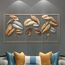 Dekoleidenschaft 3D Wandbild Blätter aus Metall in gold/silber/bronze, 135x69 cm, Wanddeko, Wandschmuck