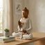 G6 Collection Buddha-Kunststatue aus Holz, handgeschnitzt, 20,3 cm hoch, weiß gekalkt
