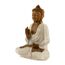 G6 Collection Buddha-Kunststatue aus Holz, handgeschnitzt, 20,3 cm hoch, weiß gekalkt