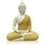 Houlu 30,5 cm Keramik-Buddha-Statue, sitzender Buddha, meditierend, sitzend, Buddha-Figur für Zuhause, Büro, Garten, Innen/Außen – Gelb