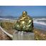 Lachende Buddha Statue für Wohnkultur - Gold Antik Stil Buddah Statut - Glückliche Buddha Statuen für Reichtum, Fülle - Lächelnde, sitzende Buddha-Skulptur - Großer Bauch Golden Buddha Statue