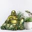 Lachende Buddha Statue für Wohnkultur - Gold Antik Stil Buddah Statut - Glückliche Buddha Statuen für Reichtum, Fülle - Lächelnde, sitzende Buddha-Skulptur - Großer Bauch Golden Buddha Statue
