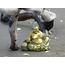 Lachende Buddha Statue für Wohnkultur - Gold Antik Stil Buddah Statut - Glückliche Buddha Statuen für Reichtum, Fülle - Lächelnde, sitzende Buddha-Skulptur - Großer Bauch Golden Buddha Statue