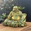 Lachende Buddha Statue für Wohnkultur - Gold Antik Stil Buddah Statut - Glückliche Buddha Statuen für Reichtum, Fülle - Lächelnde, sitzende Buddha-Skulptur - Großer Bauch Golden Buddha Statue