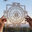 Sri Yantra Labyrinth 30,5 cm Dickes Chakra Holz Wand Kunst Dekor Heilige Geometrie Kunst Geometrie Kunst Tapisserie Poster