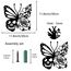 CREATCABIN Totenkopf-Metall-Wandkunst Dekor Schmetterling Blume Schwarze Wandschilder Hängende Metallornament-Skulptur Für Terrasse Balkon Zuhause Wohnzimmer Küche Dekoration Draußen Geschenk 30x30cm