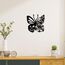 CREATCABIN Totenkopf-Metall-Wandkunst Dekor Schmetterling Blume Schwarze Wandschilder Hängende Metallornament-Skulptur Für Terrasse Balkon Zuhause Wohnzimmer Küche Dekoration Draußen Geschenk 30x30cm