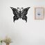 CREATCABIN Schmetterling Metall Wandkunst Dekor Blumen Schwarz Wandschilder Eisen Hängende Metallverzierung Wandskulptur Geschenk Für Zuhause Balkon Garten Wohnzimmer Dekoration Weihnachten 30x23cm