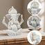 Kitchnexus Ganesha Buddha Statue Sandstein Skulptur Elefant Statue Buddha Figur (Weiß)
