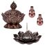 Xiuyer Räuchergefäß in Lotusform, Zinklegierung, inkl. Räucherstäbchenhalter, Lotus-Form, Vintage-Design, 2 Stück Mini-Räucherstäbchen, Räucherstäbchenbrenner