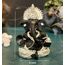 Gold Art India 999 versilbertes Idol für Ganesh Idol für Auto Armaturenbrett Gott Ganesha Idol für Home Decor Ganpati für Geschenk Silber Mukut Silber Schwarz Idol