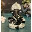 Gold Art India 999 versilbertes Idol für Ganesh Idol für Auto Armaturenbrett Gott Ganesha Idol für Home Decor Ganpati für Geschenk Silber Mukut Silber Schwarz Idol