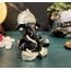Gold Art India 999 versilbertes Idol für Ganesh Idol für Auto Armaturenbrett Gott Ganesha Idol für Home Decor Ganpati für Geschenk Silber Mukut Silber Schwarz Idol