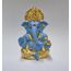 Gold Art India Vergoldeter Ganesha mit Terrakotta-Farbe, perfekt für Auto-Armaturenbretter, Büro- und Heimregale, Diwali Puja und als Geschenk (MukutGoldBlue 8,9 cm), Idol
