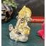 Gold Art India Ganesha-Idol mit 999er versilbertem Ganesha-Idol für Auto-Armaturenbrett, Büro- und Heimregale, Diwali Puja und als Geschenk (8,9 x 5,1 cm), Idol