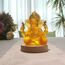 Onyqina Ganesha Statue mit LED-Lichtsockel, Ganpati Elefant Hindu-Gott Statuen, Ganesha Idol für Heimdekoration, Harz Buddha Figur Skulptur Indische Raumdekoration