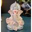 Gold Art India Ganesha-Idol für Auto, Armaturenbrett, Gott, Ganesha, Idol für Heimdekoration, Ganpati für Geschenk, Zuhause, Büro, Tischregale, Geschenk, 8,9 cm (Silber) (Silber-Kirschblüte), Idol