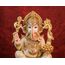 SHIVAJI ARTS Ganesha Statue 31cm Groß Handgemalt Staub Marmor Lord Ganesha Idol auf Lotus Ganapati Vinayaka Hinduistisches Glücksgeschenk für Neuanfang