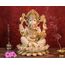 SHIVAJI ARTS Ganesha Statue 31cm Groß Handgemalt Staub Marmor Lord Ganesha Idol auf Lotus Ganapati Vinayaka Hinduistisches Glücksgeschenk für Neuanfang