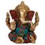 Purpledip Hindu Religiösen Gott Statue der Lord Ganesha (ganapathi Oder vinayaka) in Massiv Messing Metall mit Türkis Gem-Stone Work (10320)