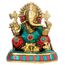 Purpledip Ganesha-Statue aus Messing mit farbigen Edelsteinen in seltener Antik-Optik, indisches Geschenk, Metallskulptur (10016)