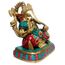 Purpledip Ganesha-Statue aus Messing mit farbigen Edelsteinen in seltener Antik-Optik, indisches Geschenk, Metallskulptur (10016)
