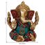 Purpledip Hindu Religiösen Gott Statue der Lord Ganesha (ganapathi Oder vinayaka) in Massiv Messing Metall mit Türkis Gem-Stone Work (10320)