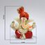 Gold Art India Polyresin Lord Ganesha Idol for Car Dashboard, Home, Office, Ganpati Statue for Mandir Decor Handcrafted Ganesh Murti (5.1 x 6.3 cm, Red & Orange)