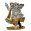 BEXCO Ganesha Ji Moorti Idol/Ganpati Statue Ganesha mit Metallsteinen besetzt, weiß und goldfarben, 7 x 5 x 2 cm