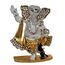 BEXCO Ganesha Ji Moorti Idol/Ganpati Statue Ganesha mit Metallsteinen besetzt, weiß und goldfarben, 7 x 5 x 2 cm