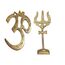 PARIJAT HANDICRAFT Set mit 2 Messing-Om und Trishool Trishul dekorative spirituelle Vastu-Artikel Messing indische hinduistische religiöse Wand Wohnkultur Küche Pooja Mandir Tempel zum Aufhängen Viel