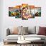 Lord Radha Krishna Wandkunst für Wohnzimmer, 5-teilig, Querflöte, hinduistischer religiöser Lord Radha Krishna, Wanddekoration für Schlafzimmer, Hindu-Gott, Kunstdruck, Gemälde auf Leinwand, gerahmt,
