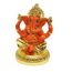 Gold Art India Keramik Ganesha Auto Armaturenbrett Idol 3 Zoll Gold und Orange