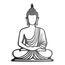 keluly Metalldekoration. Schwebende Wandskulptur mit Schatten aus Stahl. (43 x 31 cm., BUDDHA)