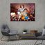 1 Panel Radha Krishna Bilder für Wohnzimmer, Hinduismus, Leinwand, Wandkunst, Hausdekoration, indischer Gott, moderne Bürowanddekoration, Flöte, Hindu, religiös, gerahmt, große Wandkunst für Zuhause,