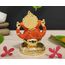 Gold Art India Keramik Ganesha Auto Armaturenbrett Idol 3 Zoll Gold und Orange