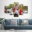 TUMOVO 5 Paneele Lord Radha Krishna Wandkunst für Zuhause Wanddekoration Hinduismus Leinwand Wandkunst, Hindu-Gott Poster Drucke Indien religiöse Bilder für Heimdekoration Wohnzimmer, 152.4 cm Bx40 H