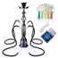 54,9 cm Shisha Komplettset 2-4 Schlauch Premium Shisha Set mit Glasvase, Keramikschale und Kohlezange Aschenbecher (4-schwarz)